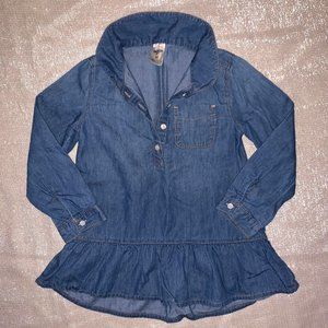3T Girl Denim Ruffled Top